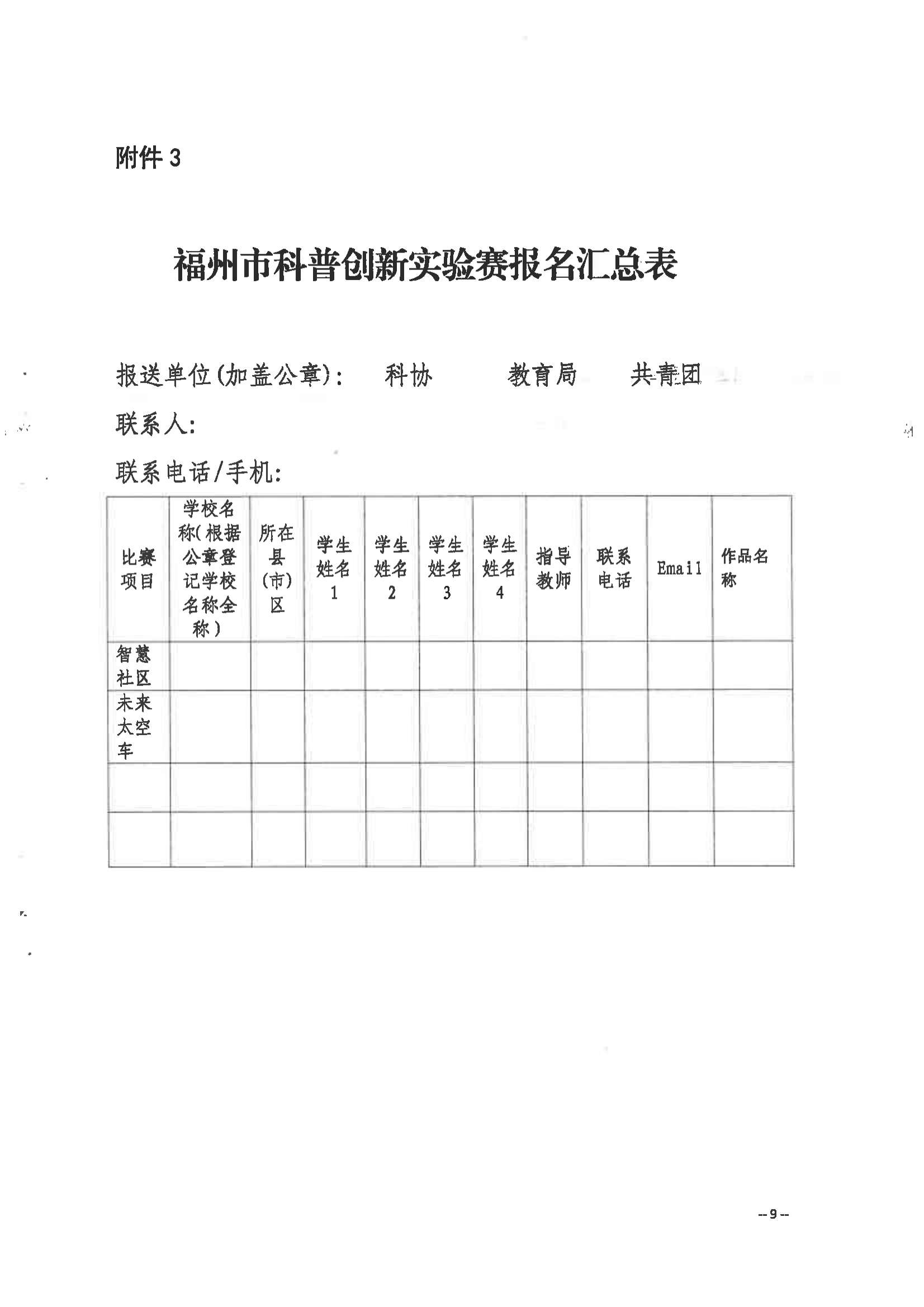 關于舉辦第三屆福州市青年科普創(chuàng)新實驗暨作品大賽的通知