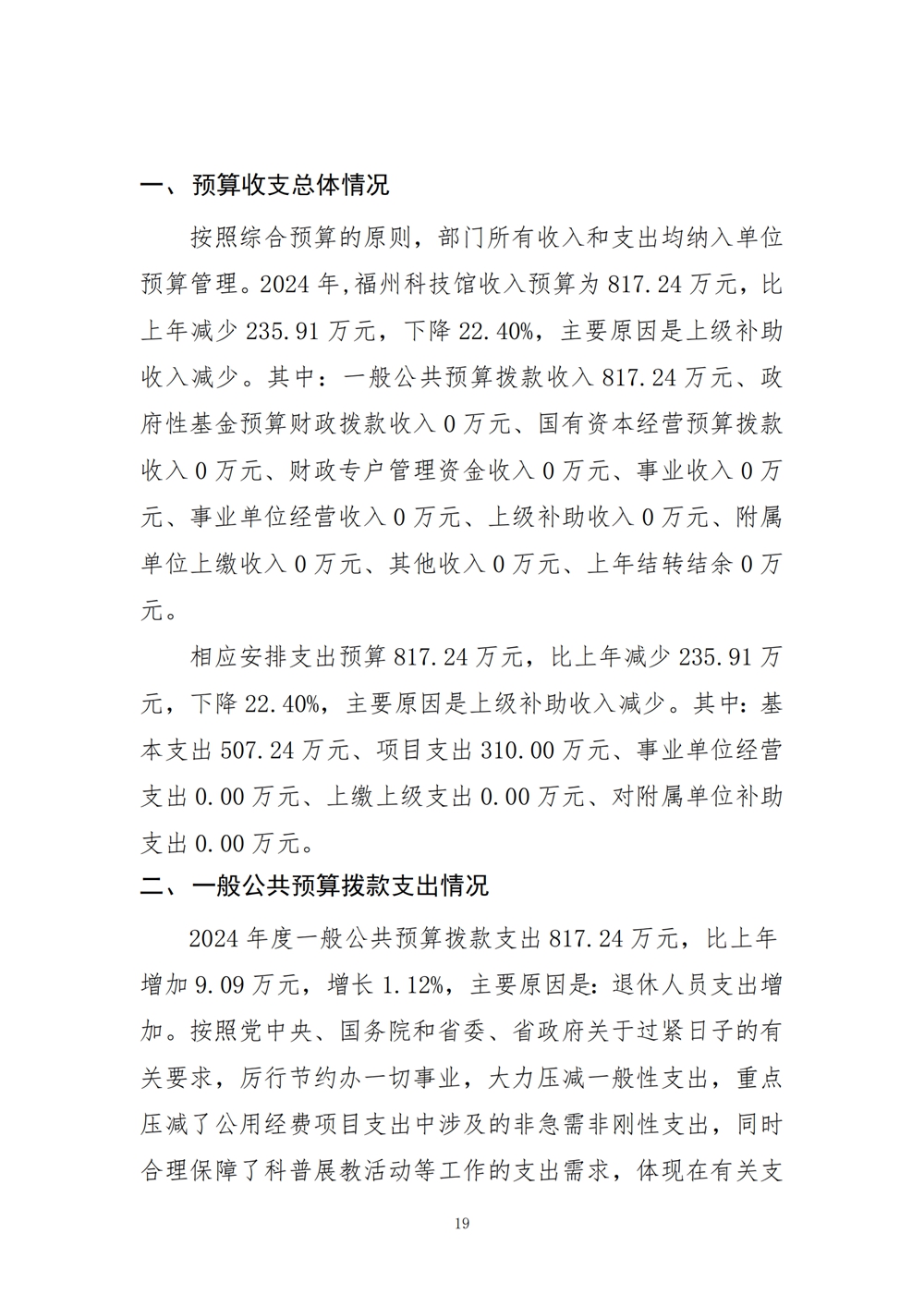 2024年度福州科技館單位預算